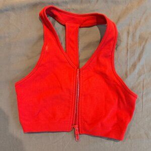 Set Active, Medium Red, Zip Up Bra